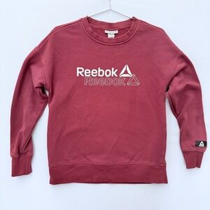 Reebok Sweatshirt Men XS Size Burgundy Crew Neck Pullover Streetwear Preppy